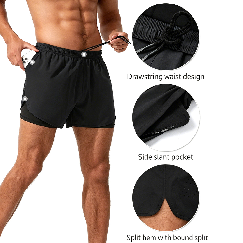 Shorts de corrida 2 em 1 de ci - Compression Shorts Athletes avaliação e preço