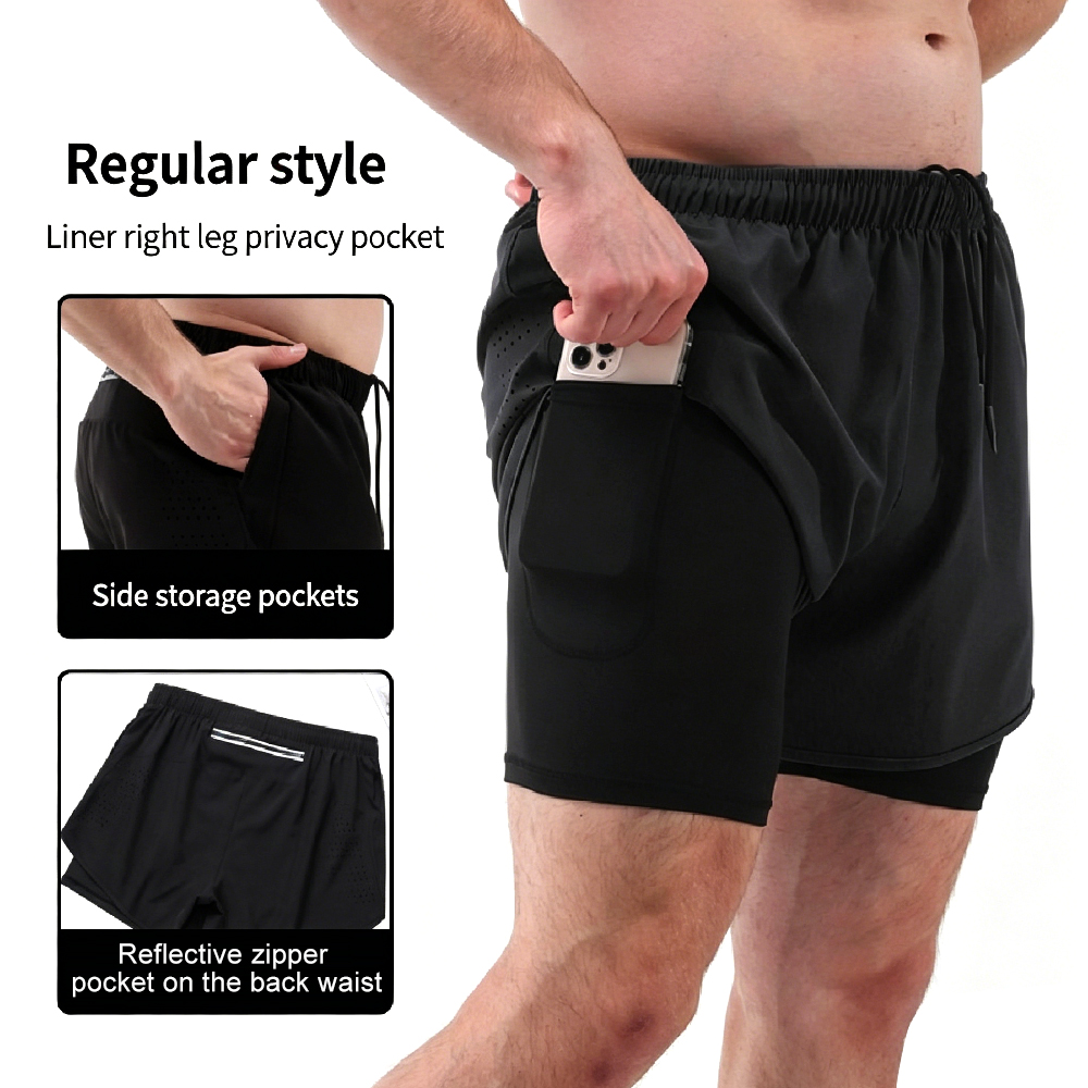 Shorts de corrida 2 em 1 de ci - Compression Shorts Athletes avaliação e preço